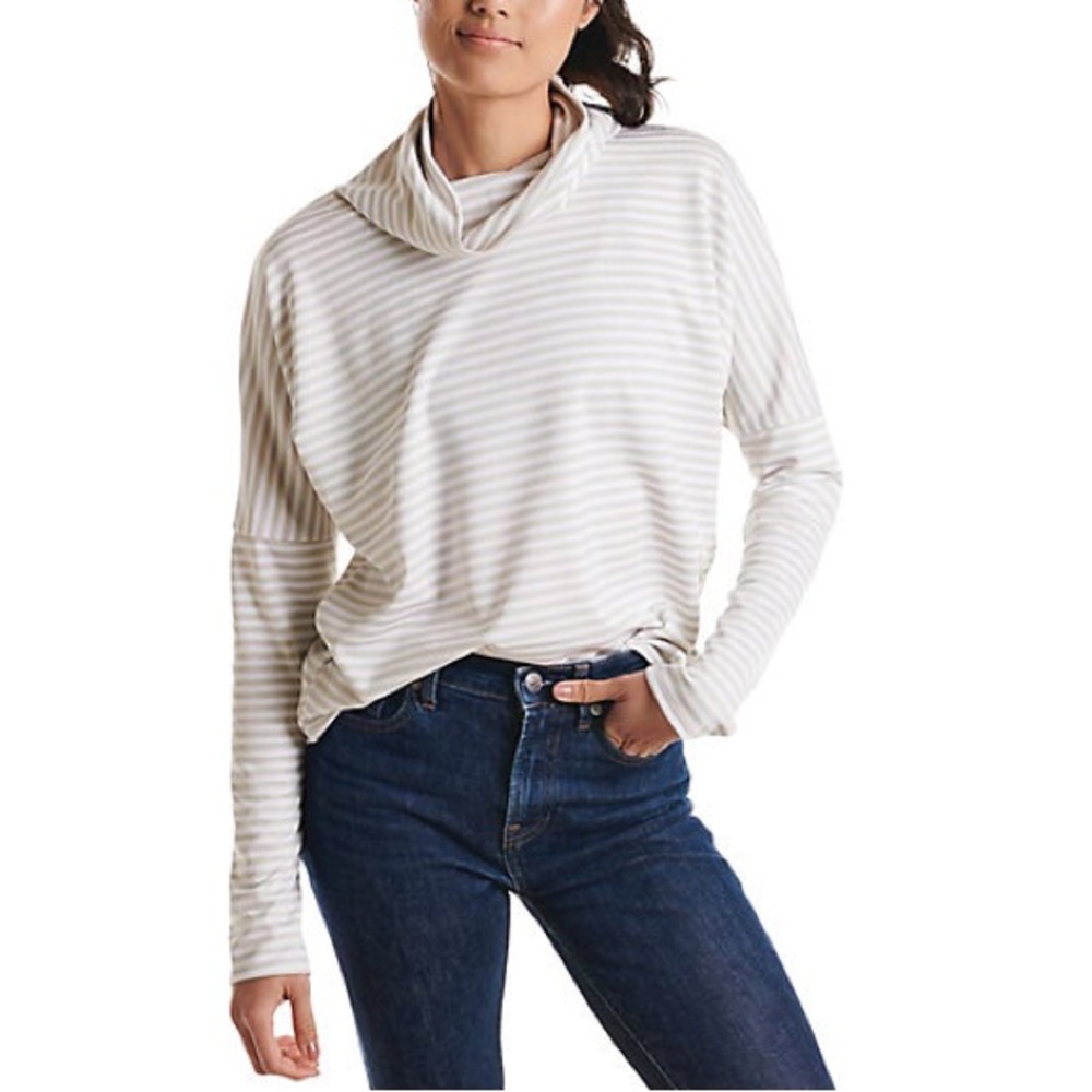 Oiselle Soft Striped Mock Neck Long Sleeve Top Size Small